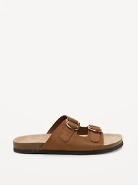 Faux-Suede Double-Strap Slide Sandals for Women