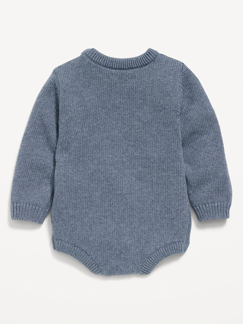 Long-Sleeve Sweater-Knit One-Piece Romper for Baby