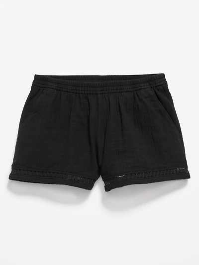 Double-Weave Crochet-Trim Shorts for Girls