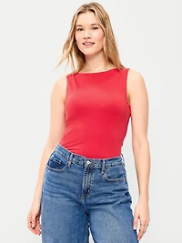 Hug Double-Layer Boat-Neck Top