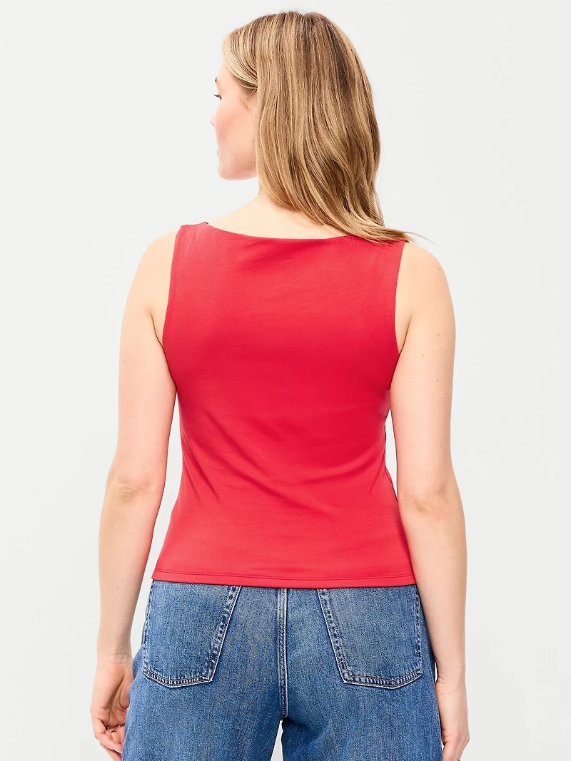 Hug Double-Layer Boat-Neck Top