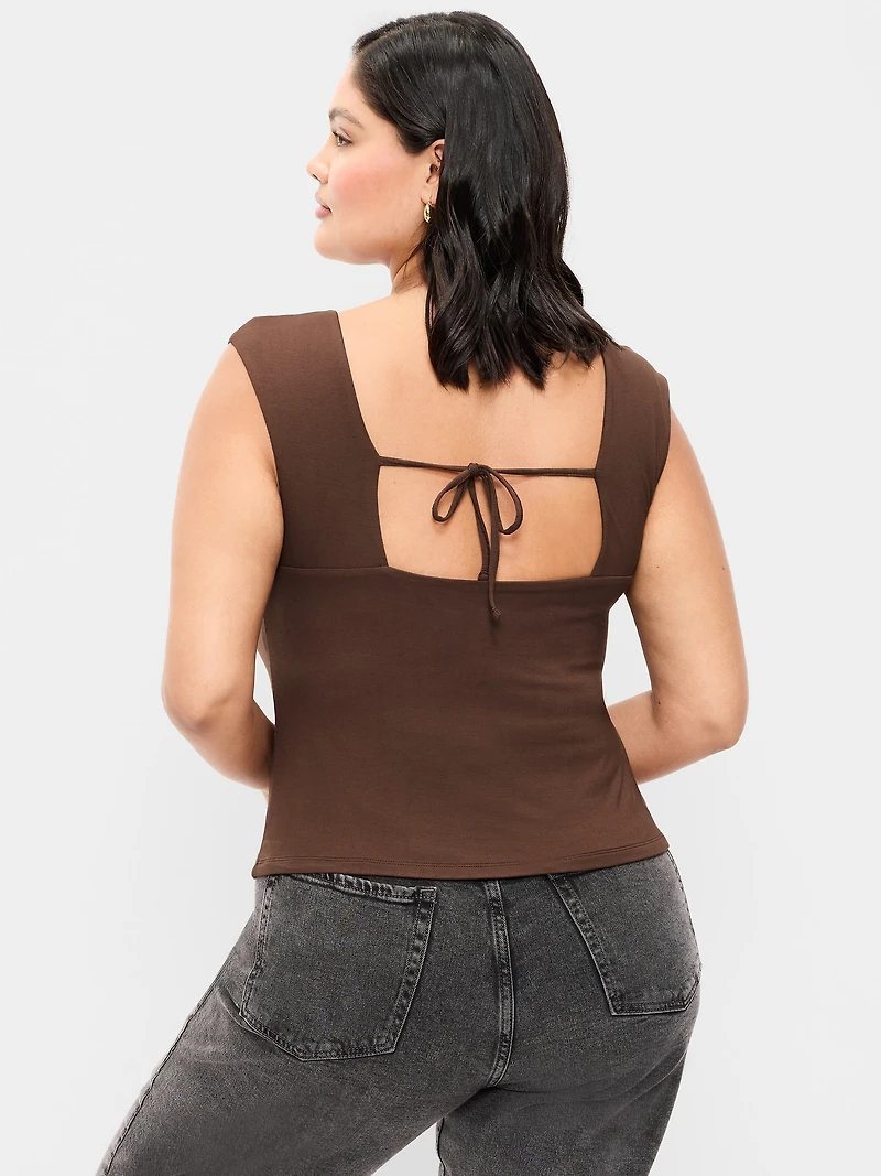 Cap-Sleeve Tie-Back Top
