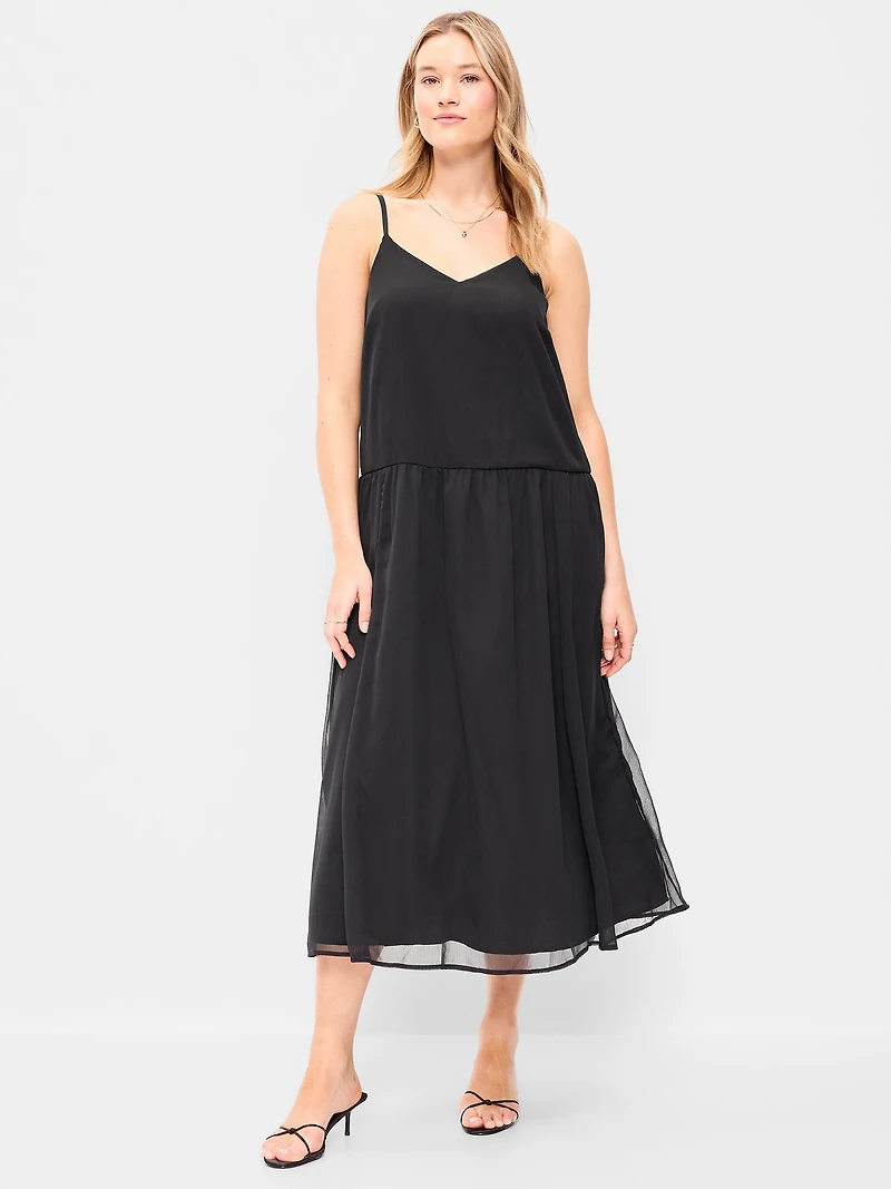 Chiffon Drop-Waist Maxi Dress