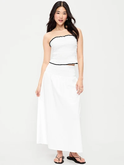 Smocked-Waist Maxi Skirt