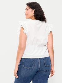 Flutter-Sleeve Embroidered Top