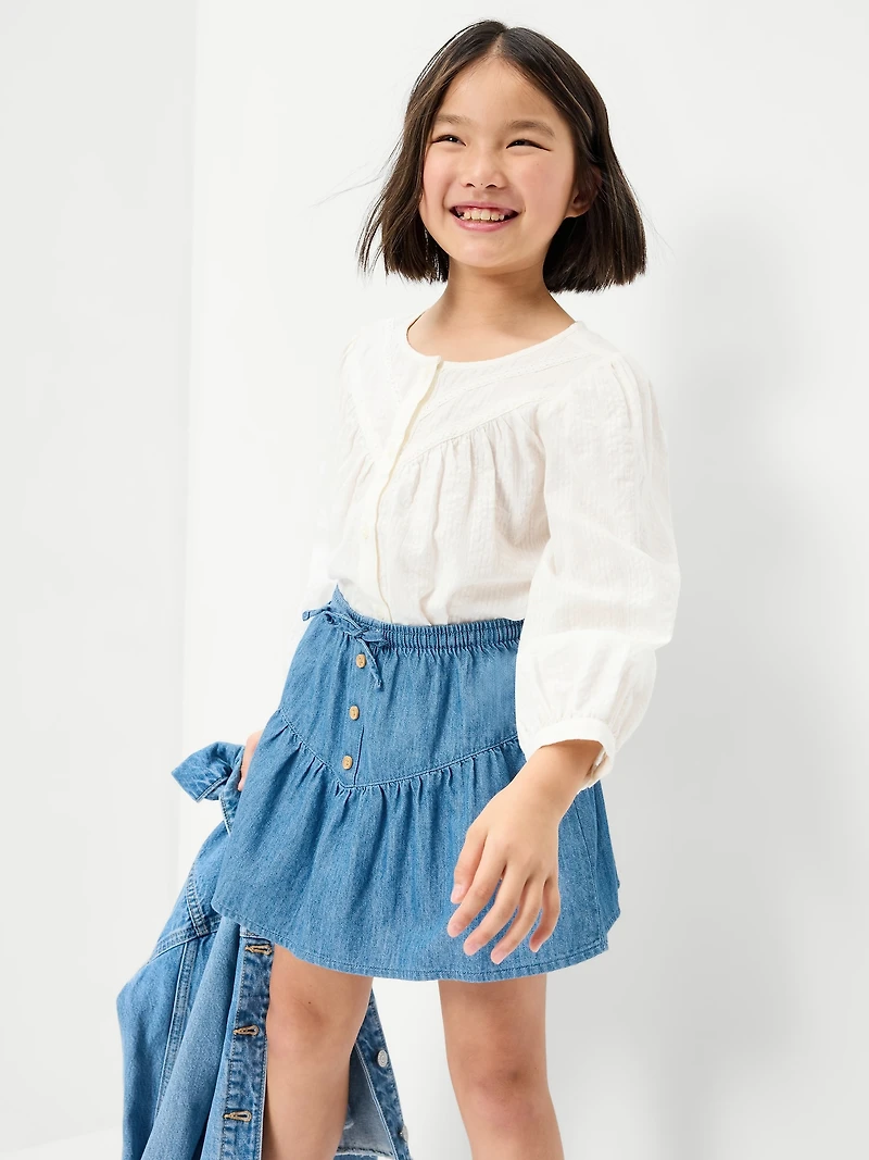 Chambray Buttoned Skirt for Girls
