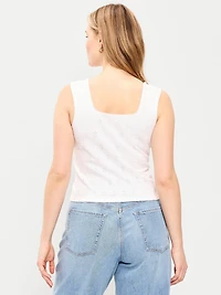 Seamed-Bodice Eyelet Tank Top