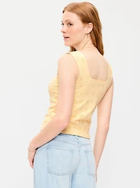 Seamed-Bodice Eyelet Tank Top