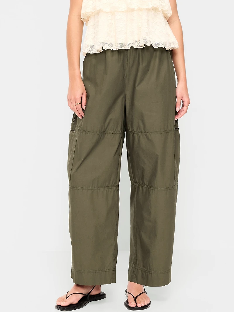 Mid-Rise Pull-On Cropped Utility Pants