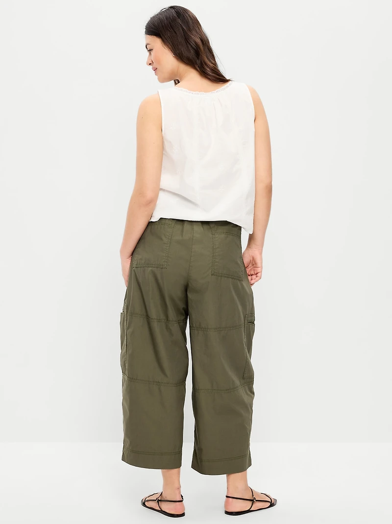 Mid-Rise Pull-On Cropped Utility Pants