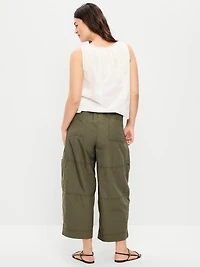 Mid-Rise Pull-On Cropped Utility Pants