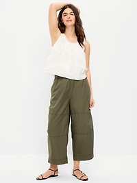 Mid-Rise Pull-On Cropped Utility Pants