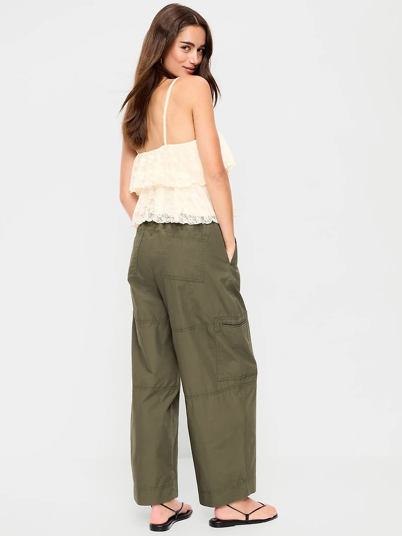 Mid-Rise Pull-On Cropped Utility Pants
