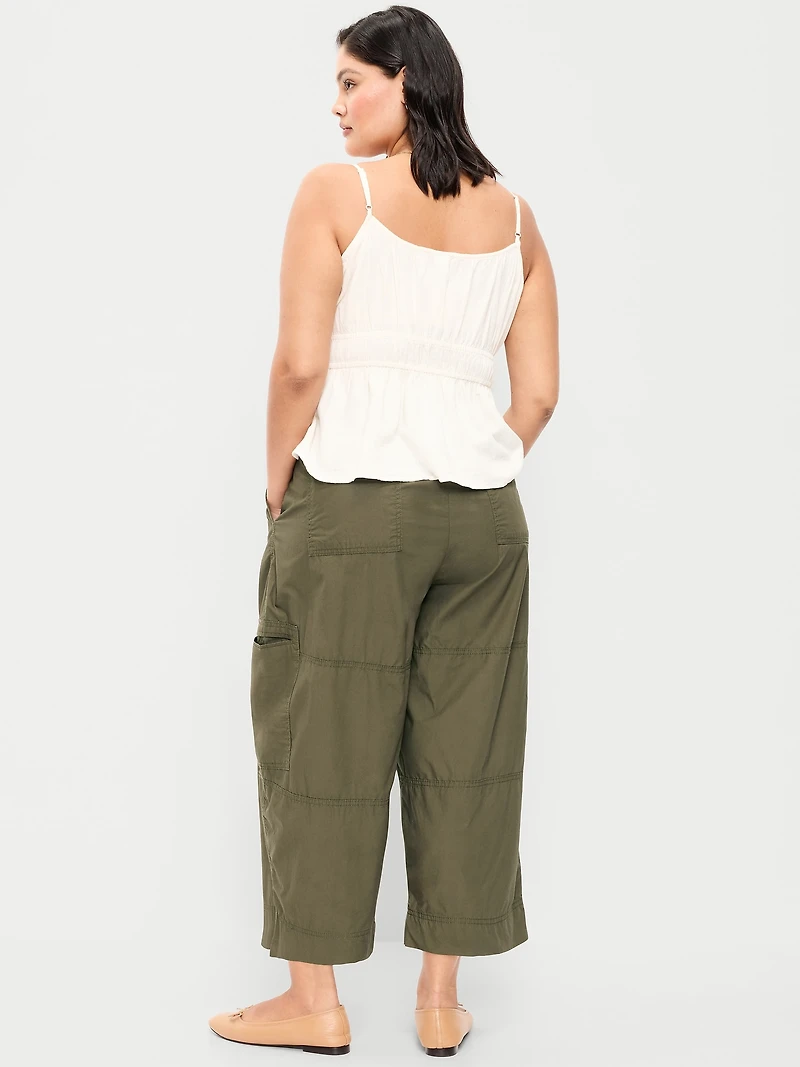 Mid-Rise Pull-On Cropped Utility Pants