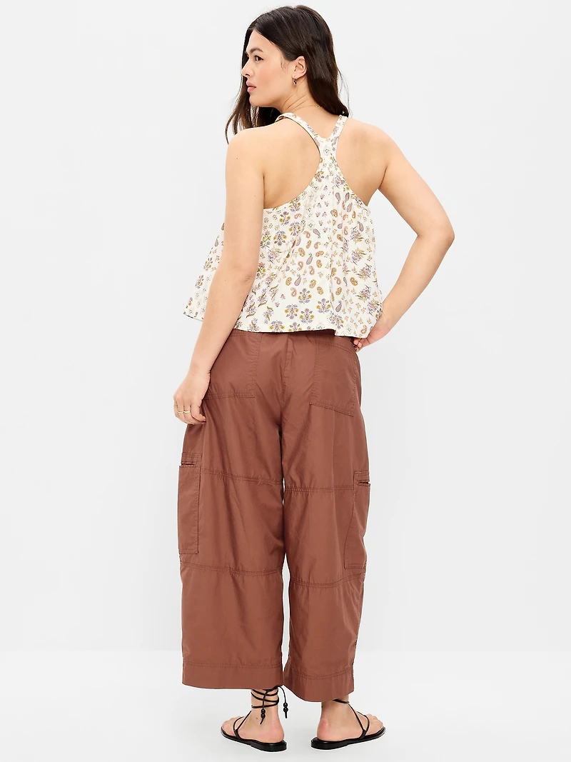 Mid-Rise Pull-On Cropped Utility Pants