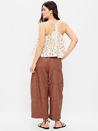 Mid-Rise Pull-On Cropped Utility Pants