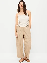 Mid-Rise Cropped Barrel-Leg Utility Pants