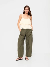 Mid-Rise Pull-On Cropped Utility Pants