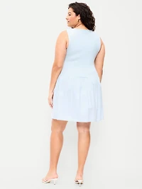 Mixed Media Drop-Waist Mini Dress