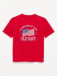 Short-Sleeve Gender-Neutral Flag Logo Graphic T-Shirt for Kids