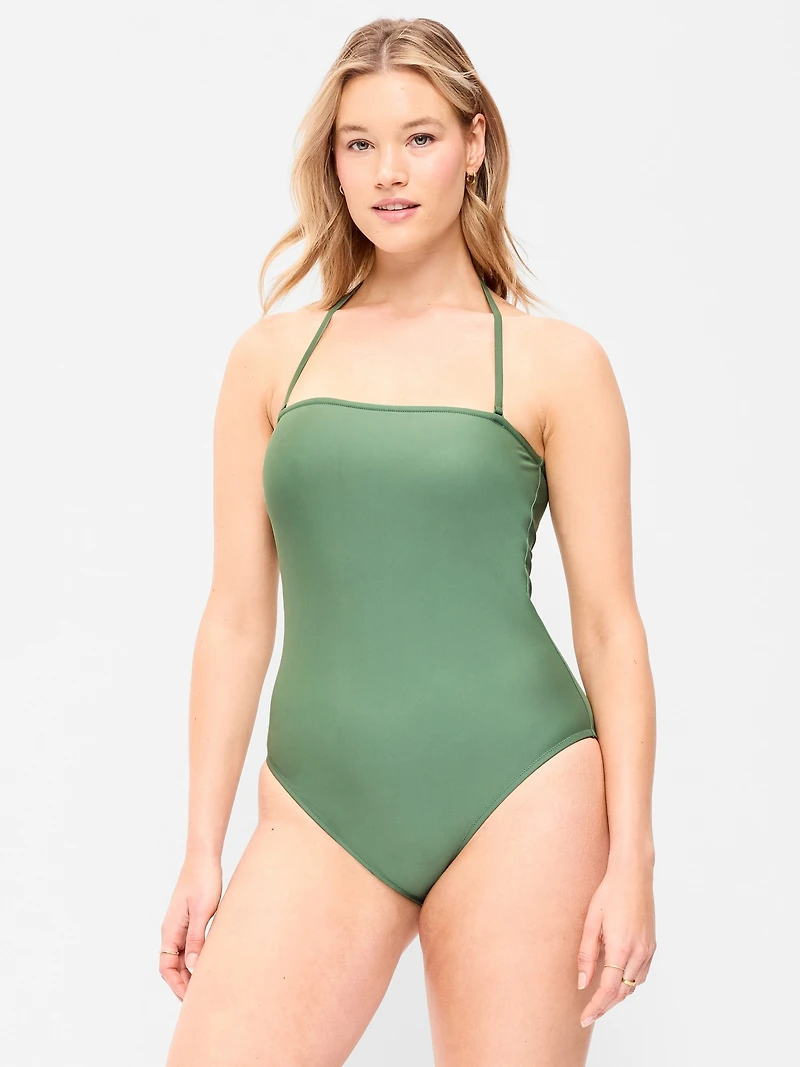 Strapless Belted One-Piece Swimsuit