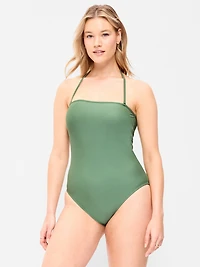 Strapless Belted One-Piece Swimsuit