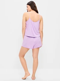 Lace-Trim Pajama Tank and Shorts Set