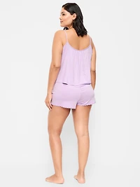 Lace-Trim Pajama Tank and Shorts Set