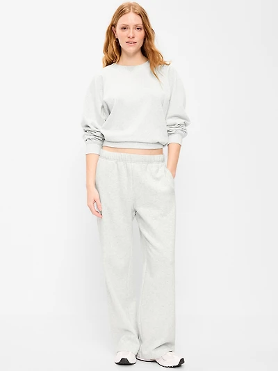 High-Waisted Fleece Wide-Leg Sweatpants