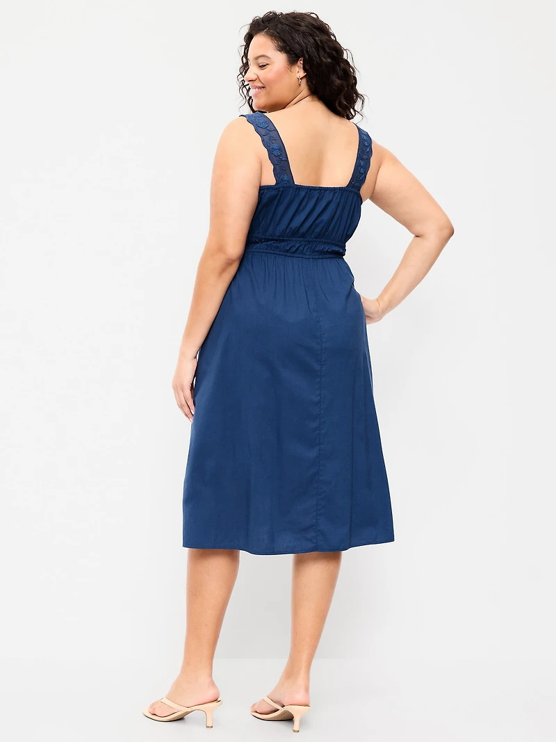 Fit & Flare Smocked-Waist Midi Dress