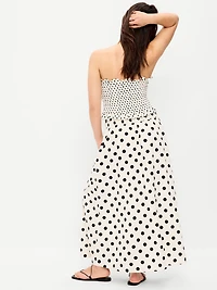 Twill Smocked-Waist Maxi Skirt