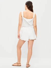 High-Waisted Lace-Trim Shorts