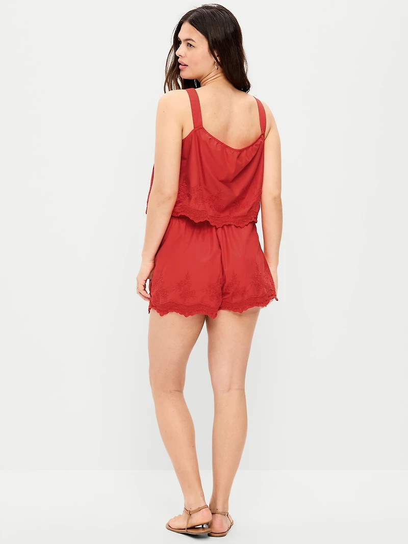 High-Waisted Lace-Trim Shorts