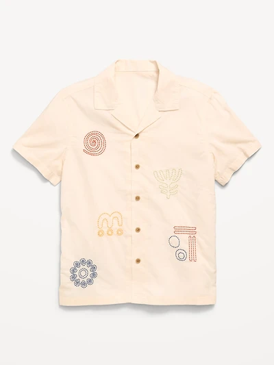 Short-Sleeve Embroidered Shirt for Boys