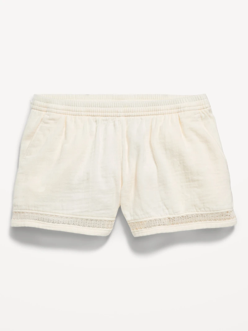 Double-Weave Crochet-Trim Shorts for Girls