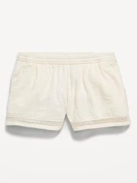 Double-Weave Crochet-Trim Shorts for Girls