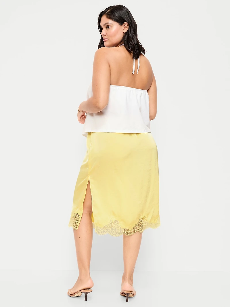 Lace Slip Midi Skirt