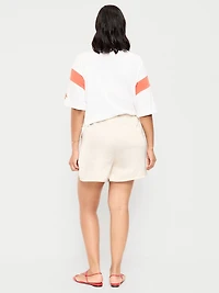 High-Waisted Lace-Trim Satin Shorts