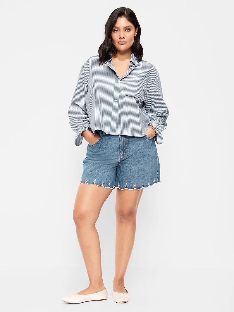 High-Waisted Baggy Jean Shorts - 5-inch inseam