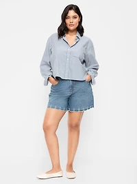 High-Waisted Baggy Jean Shorts - 5-inch inseam