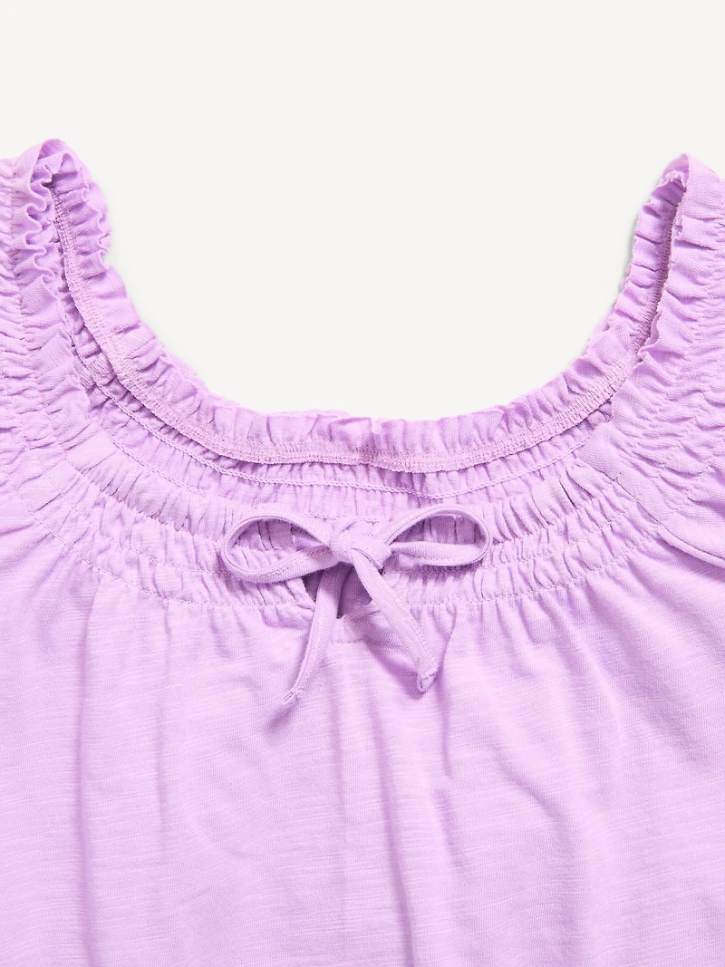 Short-Sleeve Tie-Front Jersey-Knit Top for Girls