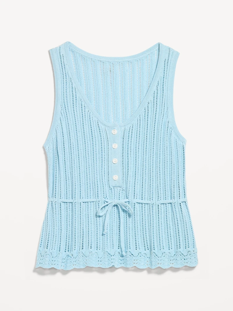 Seaside Cotton Pointelle Peplum Tank Top