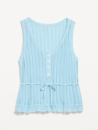 Seaside Cotton Pointelle Peplum Tank Top