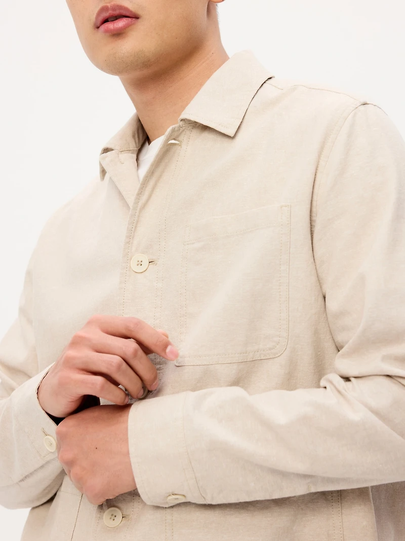 Linen-Blend Chore Jacket