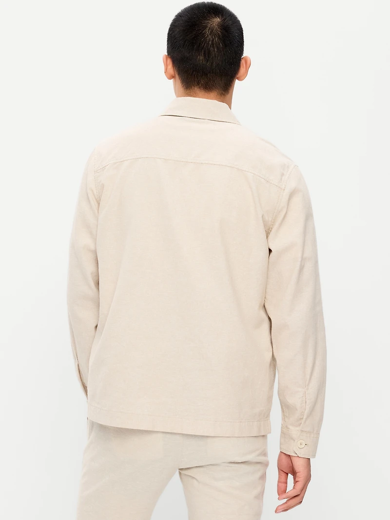 Linen-Blend Chore Jacket