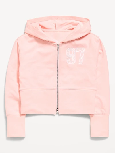 Fitted Cropped 2-Way-Zip Hoodie for Girls