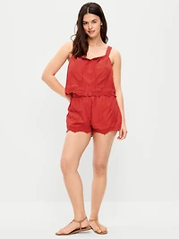 High-Waisted Lace-Trim Shorts