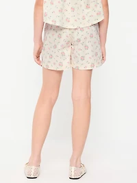 Printed High-Waisted Twill Shorts for Girls