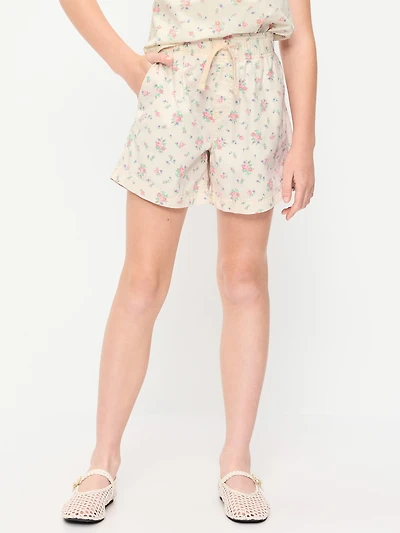 Printed High-Waisted Twill Shorts for Girls