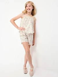 Printed High-Waisted Twill Shorts for Girls